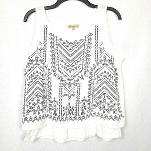 Democracy Embroidered Tank Top Large Boho